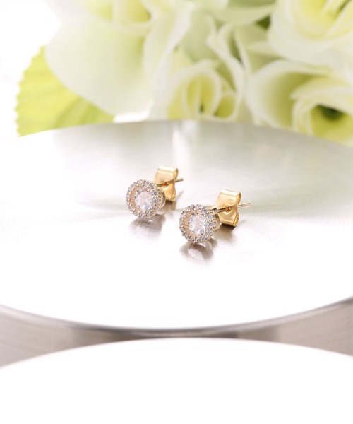 Manon's Selection(マノンズセレクション)の「ラウンドストーンキャッチピアス(ピアス(両耳用)・レディース・ゴールド/シルバー・ONE SIZE)」の8枚目の写真
