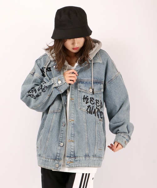 MISHKA(ミシカ)の「【MISHKA】キープウォッチ刺繍 デニムジャケット(デニムジャケット・メンズ・ブルー/ブラック・L/M)」の2枚目の写真