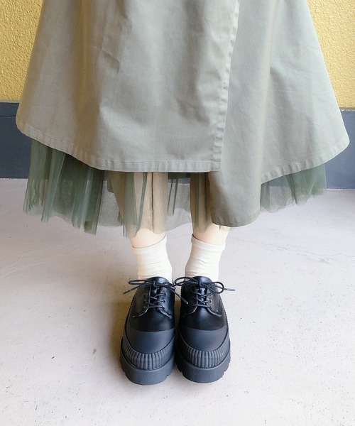 Noubel Voug Relax（ヌーベルヴォーグリラックス）の「厚底 ストレッチ レースアップ シューズ（スニーカー・レディース・ブラック/ブラック×ホワイト・S/3L/LL/L/M）」の2枚目の写真