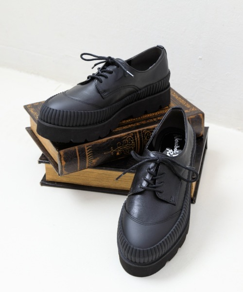 Noubel Voug Relax（ヌーベルヴォーグリラックス）の「厚底 ストレッチ レースアップ シューズ（スニーカー・レディース・ブラック/ブラック×ホワイト・S/3L/LL/L/M）」の6枚目の写真