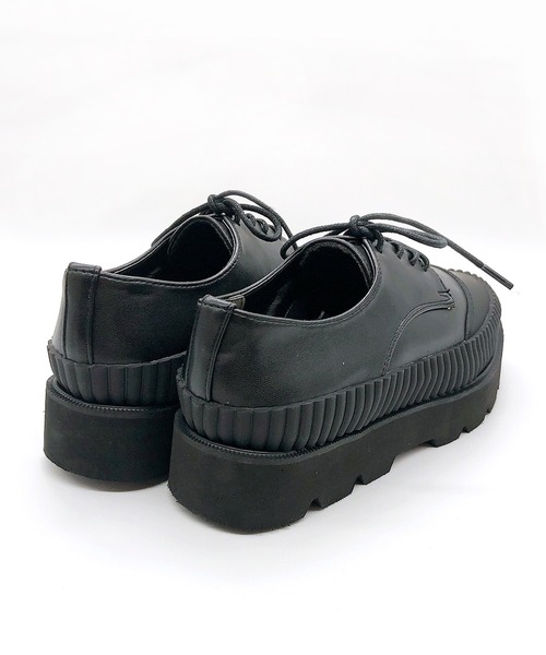 Noubel Voug Relax（ヌーベルヴォーグリラックス）の「厚底 ストレッチ レースアップ シューズ（スニーカー・レディース・ブラック/ブラック×ホワイト・S/3L/LL/L/M）」の9枚目の写真