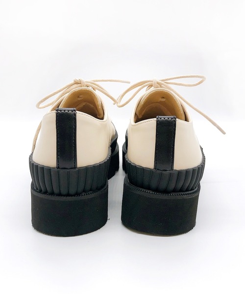 Noubel Voug Relax（ヌーベルヴォーグリラックス）の「厚底 ストレッチ レースアップ シューズ（スニーカー・レディース・ブラック/ブラック×ホワイト・S/3L/LL/L/M）」の8枚目の写真