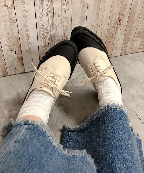 Noubel Voug Relax（ヌーベルヴォーグリラックス）の「厚底 ストレッチ レースアップ シューズ（スニーカー・レディース・ブラック/ブラック×ホワイト・S/3L/LL/L/M）」の19枚目の写真