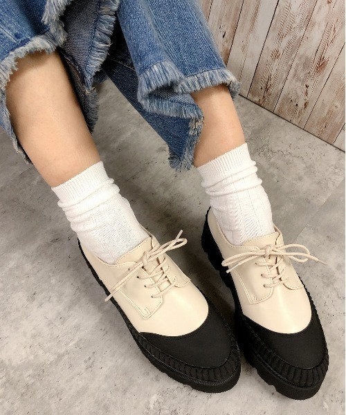 Noubel Voug Relax（ヌーベルヴォーグリラックス）の「厚底 ストレッチ レースアップ シューズ（スニーカー・レディース・ブラック/ブラック×ホワイト・S/3L/LL/L/M）」の17枚目の写真