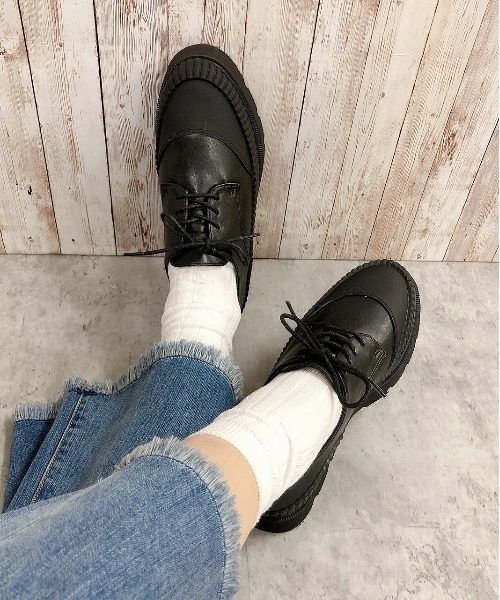 Noubel Voug Relax（ヌーベルヴォーグリラックス）の「厚底 ストレッチ レースアップ シューズ（スニーカー・レディース・ブラック/ブラック×ホワイト・S/3L/LL/L/M）」の16枚目の写真