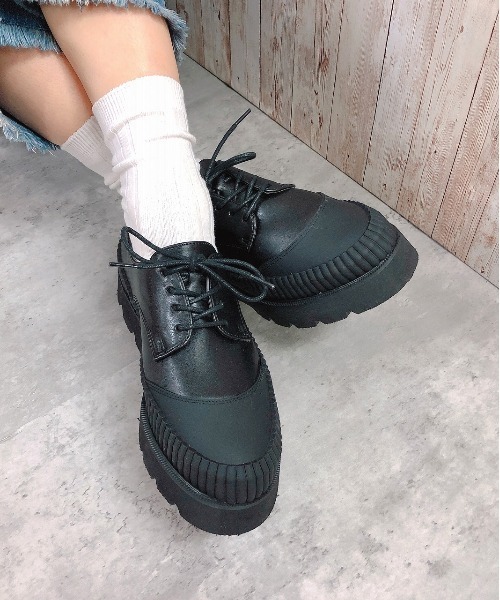 Noubel Voug Relax（ヌーベルヴォーグリラックス）の「厚底 ストレッチ レースアップ シューズ（スニーカー・レディース・ブラック/ブラック×ホワイト・S/3L/LL/L/M）」の20枚目の写真