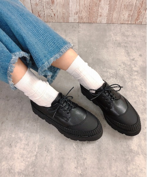 Noubel Voug Relax（ヌーベルヴォーグリラックス）の「厚底 ストレッチ レースアップ シューズ（スニーカー・レディース・ブラック/ブラック×ホワイト・S/3L/LL/L/M）」の22枚目の写真