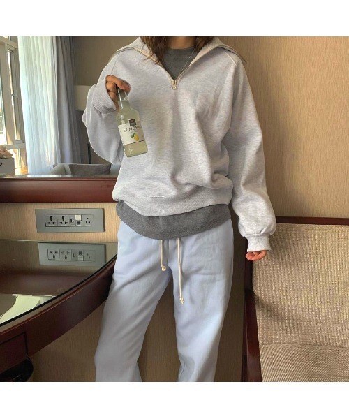 MINS MINIS（ミンスミニス）の「裏起毛ハーフジップスウェット（スウェット・レディース・グレー/ブルー/グリーン/ライトグレー・FREE）」の21枚目の写真