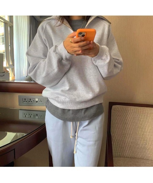 MINS MINIS（ミンスミニス）の「裏起毛ハーフジップスウェット（スウェット・レディース・グレー/ブルー/グリーン/ライトグレー・FREE）」の17枚目の写真