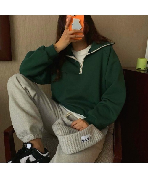 MINS MINIS（ミンスミニス）の「裏起毛ハーフジップスウェット（スウェット・レディース・グレー/ブルー/グリーン/ライトグレー・FREE）」の22枚目の写真