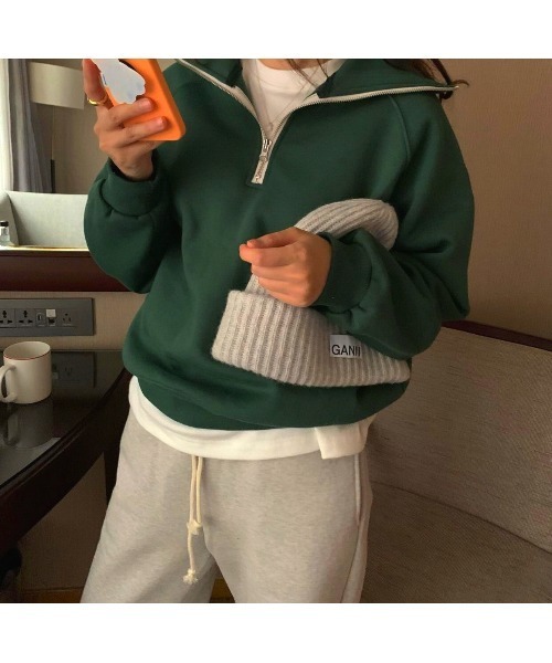 MINS MINIS（ミンスミニス）の「裏起毛ハーフジップスウェット（スウェット・レディース・グレー/ブルー/グリーン/ライトグレー・FREE）」の18枚目の写真