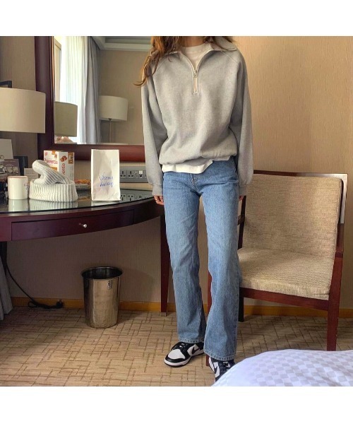 MINS MINIS（ミンスミニス）の「裏起毛ハーフジップスウェット（スウェット・レディース・グレー/ブルー/グリーン/ライトグレー・FREE）」の11枚目の写真