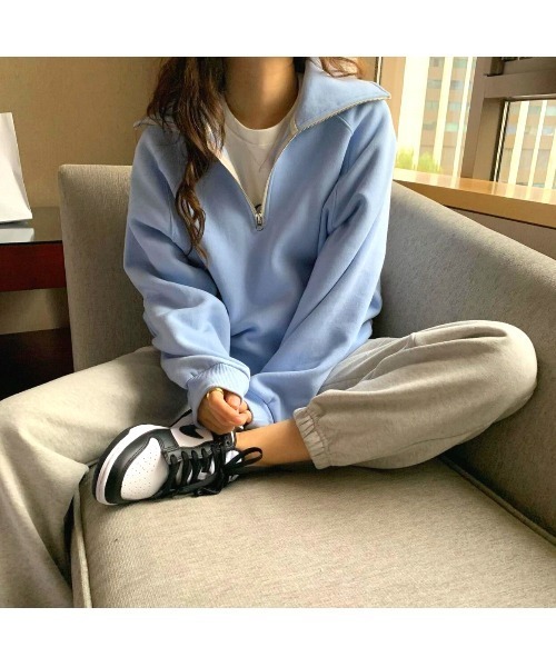 MINS MINIS（ミンスミニス）の「裏起毛ハーフジップスウェット（スウェット・レディース・グレー/ブルー/グリーン/ライトグレー・FREE）」の16枚目の写真