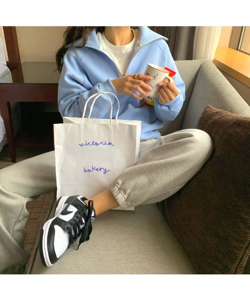 MINS MINIS（ミンスミニス）の「裏起毛ハーフジップスウェット（スウェット・レディース・グレー/ブルー/グリーン/ライトグレー・FREE）」の12枚目の写真