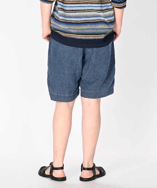 最終お値下げ　45R インディゴ　ショートパンツ 45R撚杢平の908ベイカーショートパンツ（インディゴ）: WOMEN｜45R