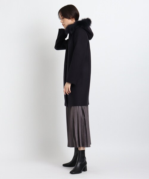 インディヴィフーデットジップコートフォックスファーフードコート インディヴィフーデットジップコートフォックスファーフードコート