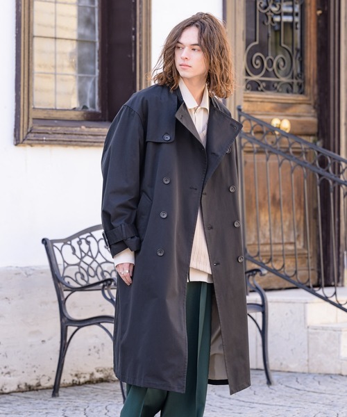 CASPER JOHN（キャスパージョン）の「Band collar trench coat/バンドカラートレンチコート（トレンチコート・メンズ・ブラック/ベージュ/カーキ・SMALL/MEDIUM/LARGE）」の7枚目の写真
