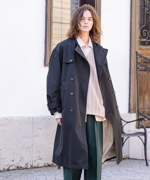 CASPER JOHN（キャスパージョン）の「Band collar trench coat/バンドカラートレンチコート（トレンチコート・メンズ・ブラック/ベージュ/カーキ・SMALL/MEDIUM/LARGE）」の8枚目の写真