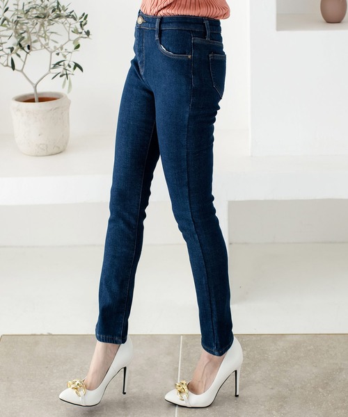 Julia Boutique(ジュリアブティック)の「裏起毛スキニーデニムタッチパンツ/21682(デニムパンツ・レディース・ブラック/ネイビー・L/LL/M/S)」の1枚目の写真