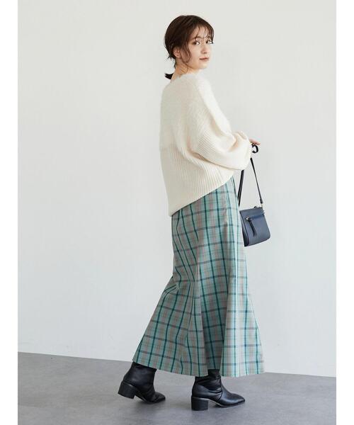 Green　Parks（グリーンパークス）の「チェックマーメイドスカート＊（スカート・レディース・モカ/グリーン/ブルー・FREE）」の8枚目の写真