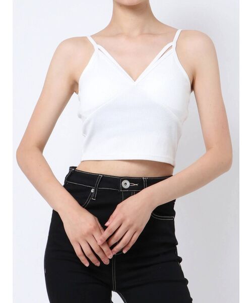 GYDA（ジェイダ）の「シンプルバインダーテレコビスチェ（キャミソール・レディース・ブラック/オフホワイト・FREE）」の14枚目の写真