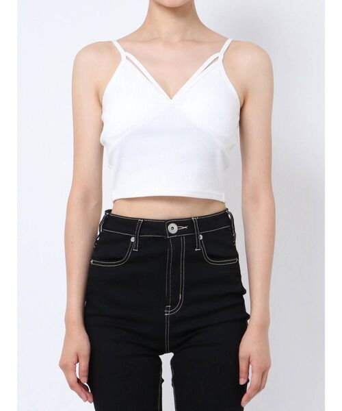 GYDA（ジェイダ）の「シンプルバインダーテレコビスチェ（キャミソール・レディース・ブラック/オフホワイト・FREE）」の15枚目の写真