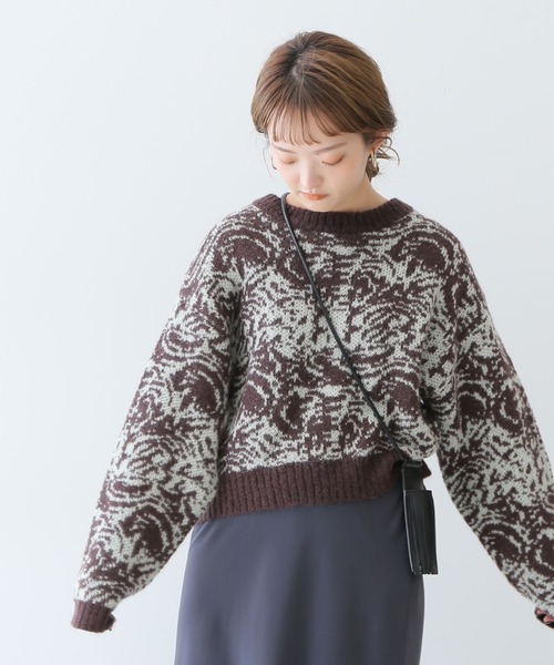 SLOBE citron.（スローブシトロン）の「SLOBE citron. マーブル柄ニット◆（ニット/セーター・レディース・ブラウン/オレンジ・FREE）」の10枚目の写真
