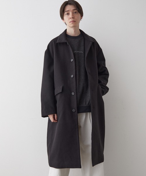 JUNRED(ジュンレッド)の「ウールライクTRロングコート(ステンカラーコート・メンズ・グレー/ブラック・M/LL/L)」の2枚目の写真