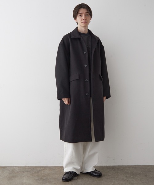 JUNRED(ジュンレッド)の「ウールライクTRロングコート(ステンカラーコート・メンズ・グレー/ブラック・M/LL/L)」の7枚目の写真