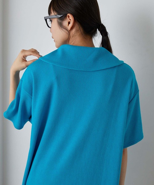 forksy.(フォルクシー)の「【forksy.】ワッフルビッグカラーポロワンピース(ワンピース・レディース・オフホワイト/グリーン/ブラック/ブルー/オレンジ/コバルトブルー/ブラウン・FREE)」の13枚目の写真