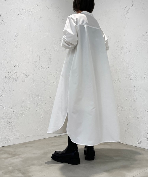 apres jour mignon（アプレジュールミニョン）の「バンドカラーシャツワンピース【ZOZOTOWN限定アイテム】（ワンピース・レディース・オフホワイト/ブラック・X-LARGE/フリー）」の8枚目の写真