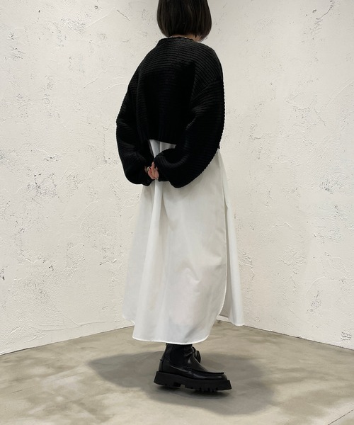 apres jour mignon（アプレジュールミニョン）の「バンドカラーシャツワンピース【ZOZOTOWN限定アイテム】（ワンピース・レディース・オフホワイト/ブラック・X-LARGE/フリー）」の11枚目の写真