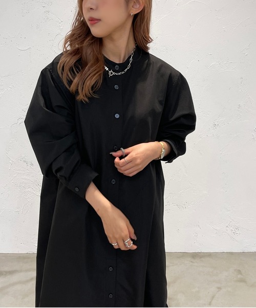 apres jour mignon（アプレジュールミニョン）の「バンドカラーシャツワンピース【ZOZOTOWN限定アイテム】（ワンピース・レディース・オフホワイト/ブラック・X-LARGE/フリー）」の12枚目の写真