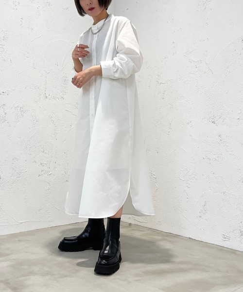 apres jour mignon（アプレジュールミニョン）の「バンドカラーシャツワンピース【ZOZOTOWN限定アイテム】（ワンピース・レディース・オフホワイト/ブラック・X-LARGE/フリー）」の19枚目の写真