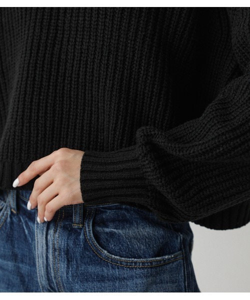 AZUL by moussy(アズールバイマウジー)の「SHORT COLOR KNIT(ニット/セーター・レディース・レッド/ブラック/グレー/グリーン/ライトイエロー・FREE)」の13枚目の写真