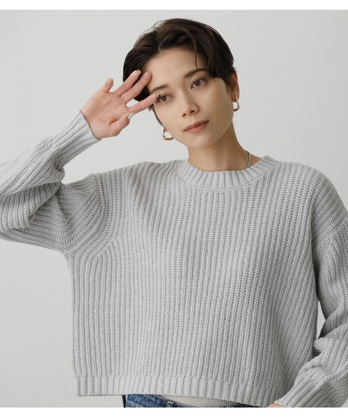 AZUL by moussy(アズールバイマウジー)の「SHORT COLOR KNIT(ニット/セーター・レディース・レッド/ブラック/グレー/グリーン/ライトイエロー・FREE)」の16枚目の写真