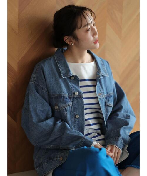 Green　Parks（グリーンパークス）の「パネルボーダーロンTEE＊（Tシャツ/カットソー・レディース・ネイビー/ピンク/ブルー/グリーン・FREE）」の7枚目の写真