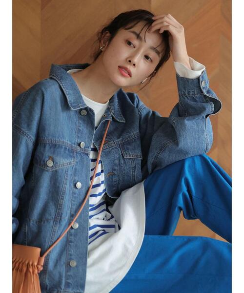 Green　Parks（グリーンパークス）の「パネルボーダーロンTEE＊（Tシャツ/カットソー・レディース・ネイビー/ピンク/ブルー/グリーン・FREE）」の6枚目の写真