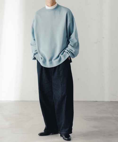 epnok（エプノック）の「ベーシックルーズクルーネックスウェット（スウェット・メンズ・チャコールグレー/グレイッシュブルー・SMALL/MEDIUM/LARGE）」の21枚目の写真