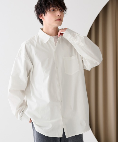 MONO-MART（モノマート）の「リラックスルーズレギュラーカラーブロードシャツ（シャツ/ブラウス・メンズ・ホワイト/チャコール/グレー系1/グレー系2/グレー系3/ブラウン系/ライトベージュ/ネイビー系/ブラック/サックスブルー/チャコールグレー/ブルー系/ライトグレー/オリーブ/ブルー系2・M/L）」の22枚目の写真