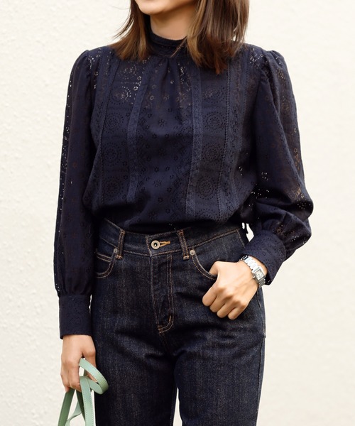 ハイネックレースブラウス シャツ ブラウス Style Style Deli シャツ ブラウス Deli スタイルデリ のファッション