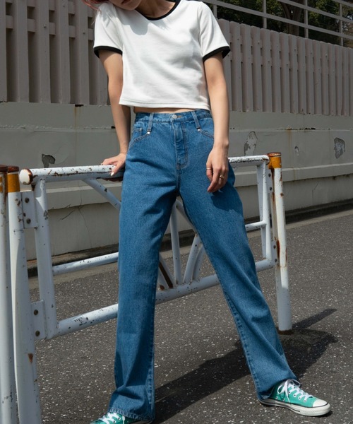 THE STANDARD（ザスタンダード）の「WEGO/デニムフレアパンツ（デニムパンツ・メンズ・ブラック/インディゴブルー/ライトインディゴブルー/ホワイト・SMALL/MEDIUM/LARGE）」の10枚目の写真