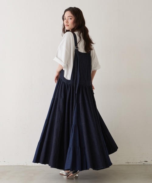 美品　la belle Etude 2wayワンショルスカート　ブラック セール】2way デニムサロペットスカート（サロペット