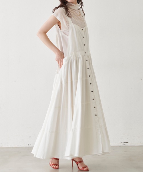 セール】前開きボリュームデニムマキシワンピース（ワンピース）｜LA