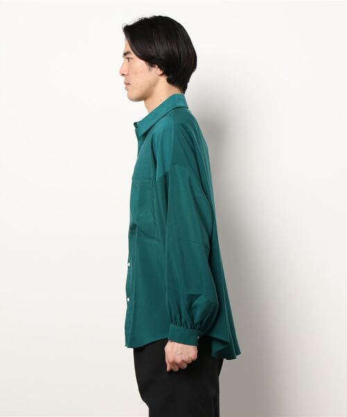 Anytime Songs（エニータイムソングス）の「ビッグシルエット 袖ギャザーシャツ（シャツ/ブラウス・メンズ・グリーン/グレイッシュブルー/グレイッシュベージュ/ホワイト/モカ/ブラック・MEDIUM/LARGE/X-LARGE）」の18枚目の写真
