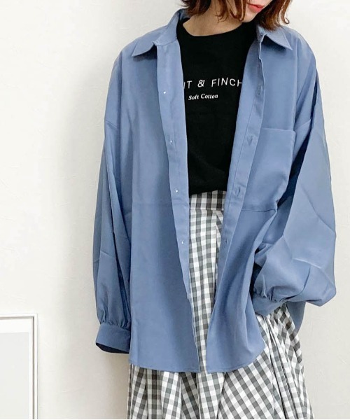 Anytime Songs（エニータイムソングス）の「ビッグシルエット 袖ギャザーシャツ（シャツ/ブラウス・メンズ・グリーン/グレイッシュブルー/グレイッシュベージュ/ホワイト/モカ/ブラック・MEDIUM/LARGE/X-LARGE）」の6枚目の写真