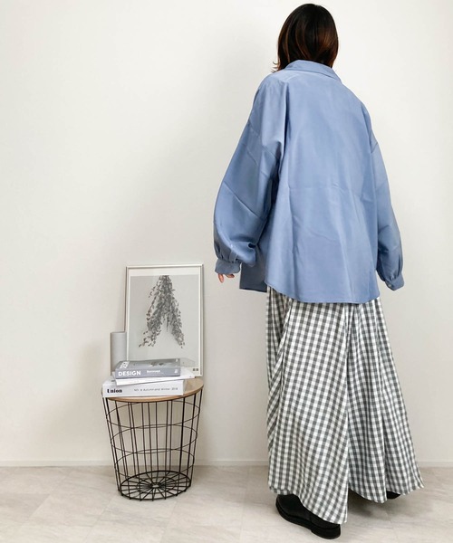 Anytime Songs（エニータイムソングス）の「ビッグシルエット 袖ギャザーシャツ（シャツ/ブラウス・メンズ・グリーン/グレイッシュブルー/グレイッシュベージュ/ホワイト/モカ/ブラック・MEDIUM/LARGE/X-LARGE）」の14枚目の写真