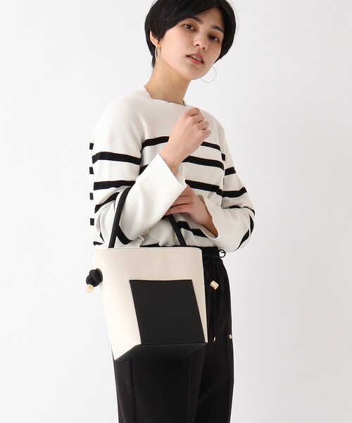 OPAQUE.CLIP（オペークドットクリップ）の「◆キャンバスコンビバケツトート【2WAY】（トートバッグ・レディース・ブラック/ライトベージュ・00）」の4枚目の写真