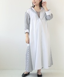 Simplicite | ストライプパターンシャツワンピース◆(ワンピース)