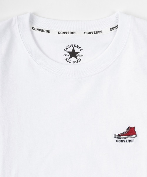CONVERSE（コンバース）の「【CONVERSE/コンバース】★限定カラー★ オーバーサイズ リブライン/リンガー/ ワンポイントロゴワッペン刺繍 クルーネックTシャツ/ 13色展開（Tシャツ/カットソー・レディース・ホワイト/アッシュグレー/ブラック/ベージュ/サックスブルー/グリーン/オートミール/ホワイト系その他/ブラック系その他/ブルーグリーン/スミクロ/グレイッシュブルー/ネイビー・M/L/XL）」の15枚目の写真